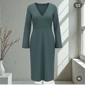 Zara Elegant Teal Long Sleeve Dress